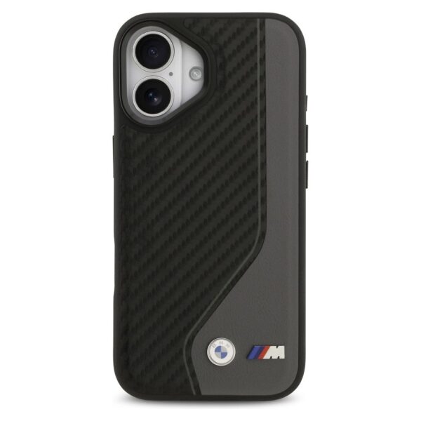 BMW case for IPHONE 17 compatible with MagSafe BMHMP17S25PCCSCAK (PU Carbon Logo) anthracite