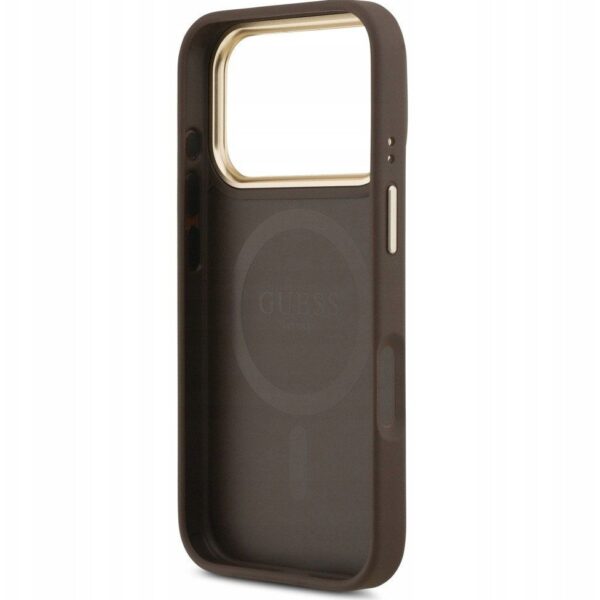 eb7e303729063e2b34cb702bbf26bfe4 GUESS case for IPHONE 17 Pro compatible with MagSafe GUHMP17LPSAMSECW (PU W/ Peony Hot Stamp) brown