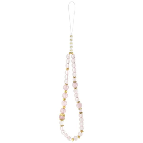 GUESS case for IPHONE 17 Pro Max compatible with MagSafe GUHMP17XHFWBRCESP (IML Flowers with Pearl Strap) pink