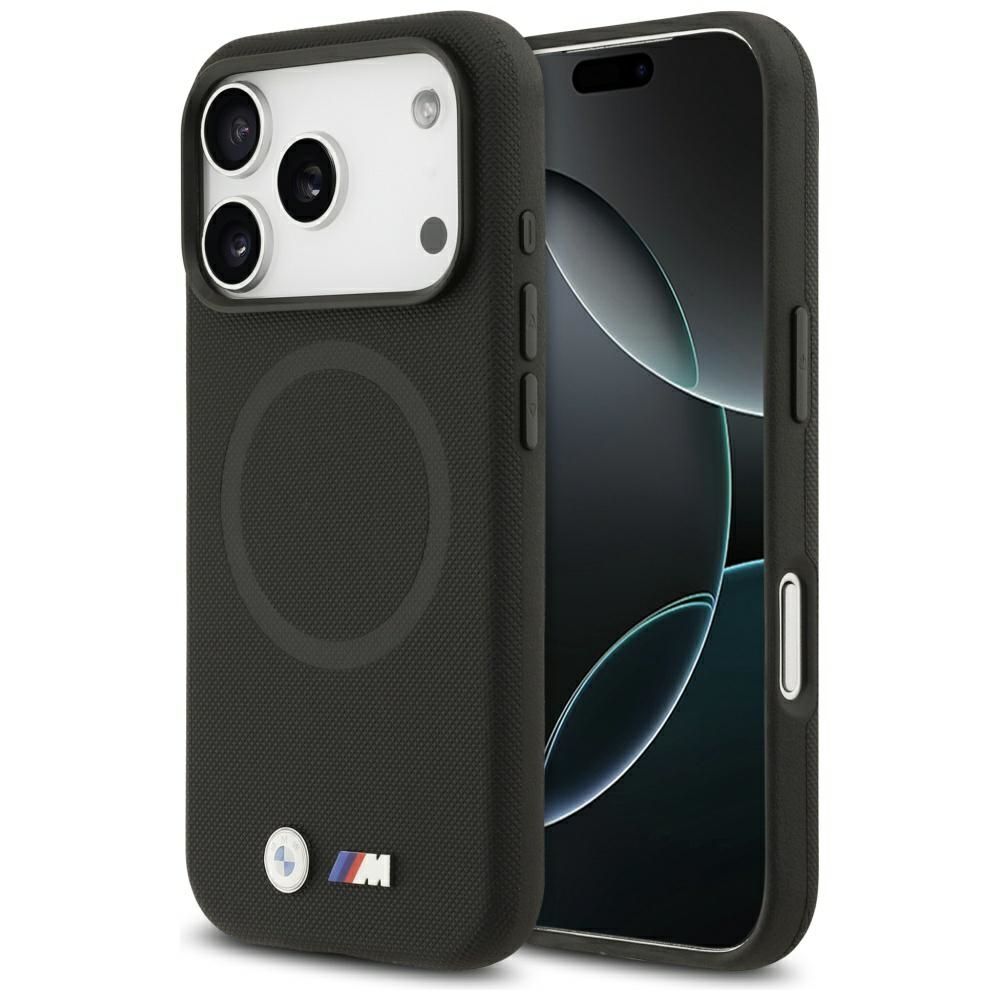 eca5cbab358c3f34b147a624cfbc686f BMW case for IPHONE 17 Pro compatible with MagSafe BMHMP17L25PFWSMK (PU FW Metal Logo) black