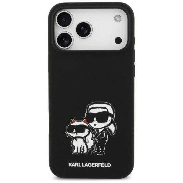 KARL LAGERFELD case for IPHONE 17 Pro Max compatible with MagSafe KLHMP17XSKCGRGOK (Silicone W/ K&C Sketch & Logo) black