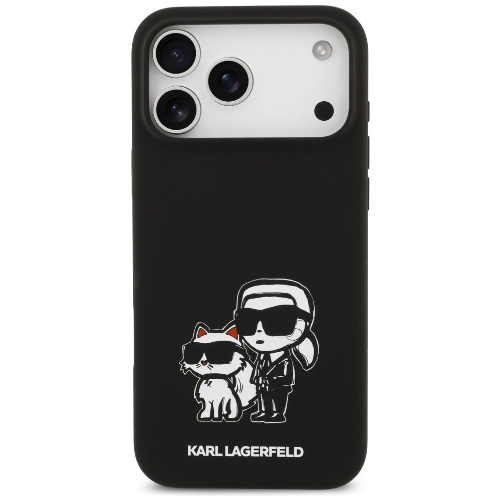 KARL LAGERFELD case for IPHONE 17 Pro Max compatible with MagSafe KLHMP17XSKCGRGOK (Silicone W/ K&C Sketch & Logo) black
