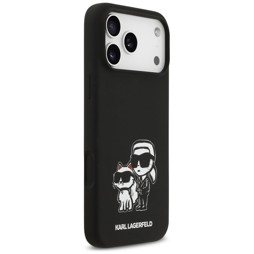 KARL LAGERFELD case for IPHONE 17 Pro Max compatible with MagSafe KLHMP17XSKCGRGOK (Silicone W/ K&C Sketch & Logo) black