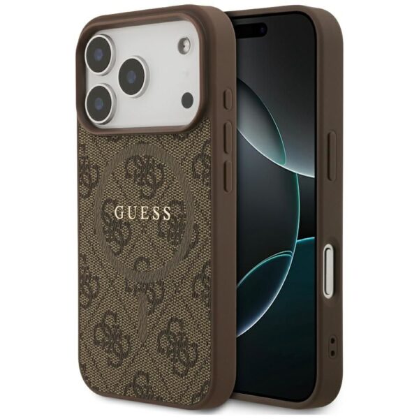 ee4404c90cb4e6cd021b08cfc68cc752 GUESS case for IPHONE 17 Pro compatible with MagSafe GUHMP17LG4GFRW (PU 4G Ring Classic Logo) brown