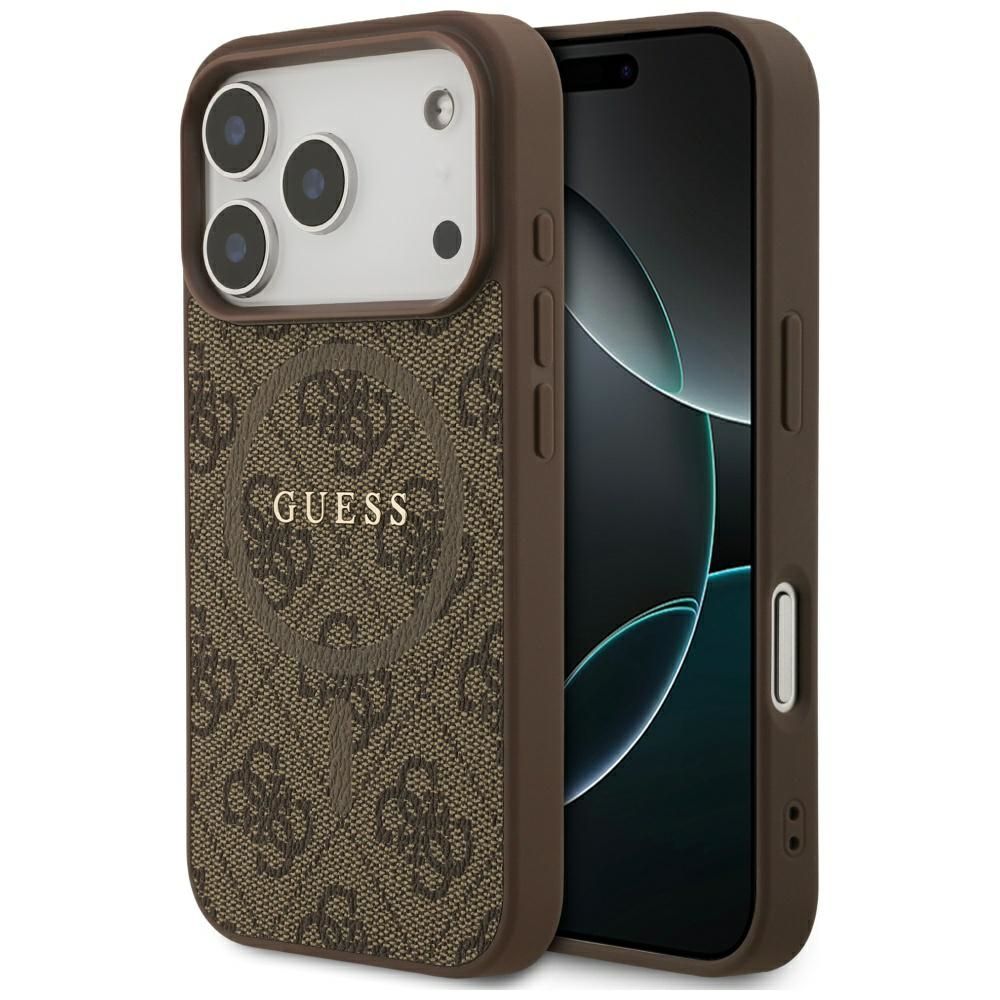 ee4404c90cb4e6cd021b08cfc68cc752 GUESS case for IPHONE 17 Pro compatible with MagSafe GUHMP17LG4GFRW (PU 4G Ring Classic Logo) brown