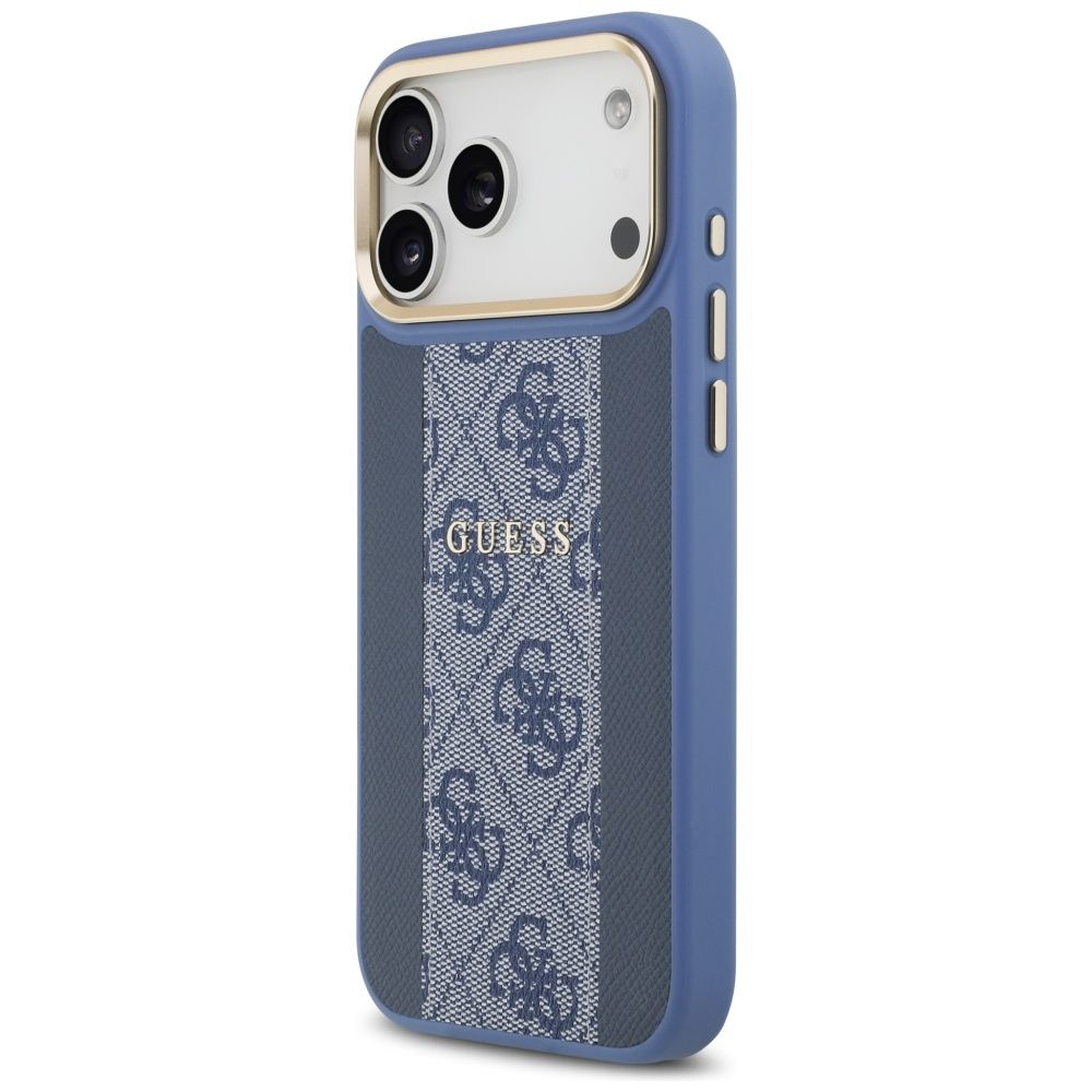 eefceb1d0f42c7116c8e40eeda7d2654 GUESS case for IPHONE 17 Pro Max compatible with MagSafe GUHMP17XPG4SEMCB (PU W/ 4G Stripe) blue