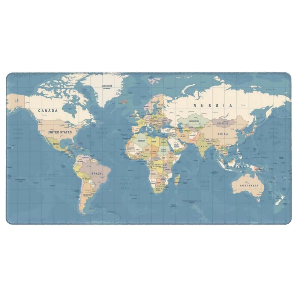 Mouse / keyboard pad "World map" 40 x 90 x 2 mm RC-K-1074 blue