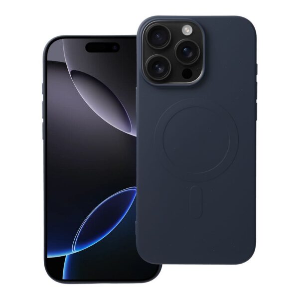 SILICONE MAG COVER (big hole) case compatible with MagSafe for IPHONE 16 Pro Max blue titanium