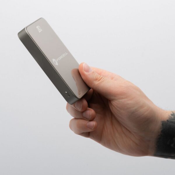 Powerbank compatible with MagSafe Forcell F-Energy SuperSlim F10K8 QC4.0 PD3.0 15W 10000 mAh titanium desert