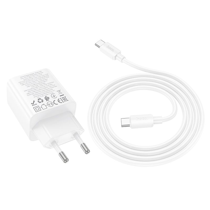 f0def80ba2c4123ca445676f3413838b HOCO charger 2 x Type C + 2 x USB A + cable Type C to Type C PD QC3.0 3A 30W N56 white