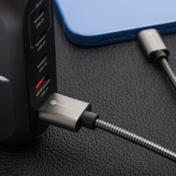 f126f0a908748fb92066f8f5f3673492 FORCELL F-ENERGY Metal C234 cable USB A to Type C QC4.0A 3A 66W 2 m silver