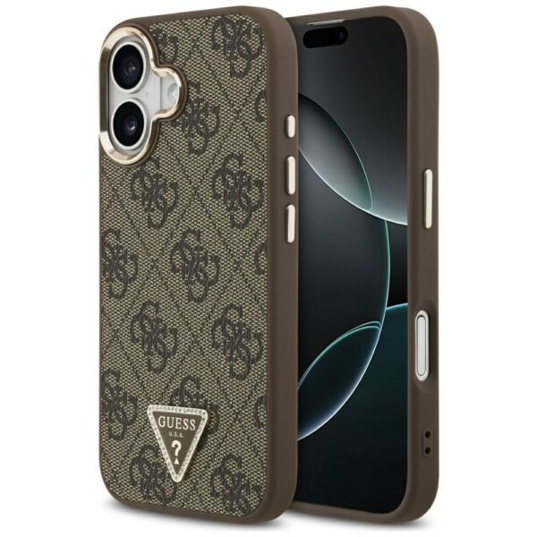 f1a1633e253822f7ea8a3b5e7d802612 GUESS case for IPHONE 17 compatible with MagSafe GUHMP17SP4GTDGMW (4G PU W/ Triangle Logo) gold brown