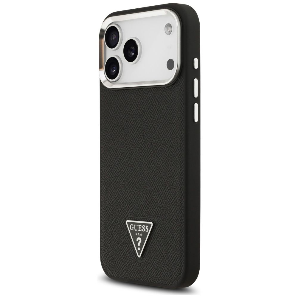 f284239a2fbd82eeaf9373de4eb3394b GUESS case for IPHONE 17 Pro compatible with MagSafe GUHMP17LPGTSPSK (Grained PU Triangle Logo) black