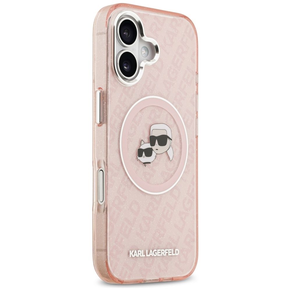 f2c0bf9a8cf83dfaf495f06a60897c84 KARL LAGERFELD case for IPHONE 17 compatible with MagSafe KLHMP17SHMKBKCHOP (IML Glitter K&C Heads Logo) pink