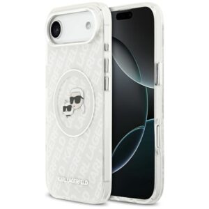 KARL LAGERFELD case for IPHONE 17 Air compatible with MagSafe KLHMP17MHMKBKCHOG (IML Glitter K&C Heads Logo) gray