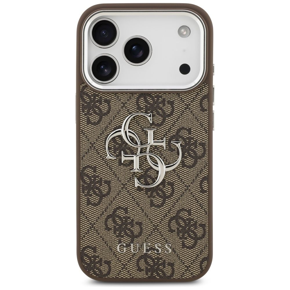 f4a0899475fb3d1f3dfb1e52598bf674 GUESS case for IPHONE 17 Pro GUHCP17LP4G4SMCW (4G PU Leather Case with Big 4G and Classic Logo and Silver Metal Camera Frame) brown