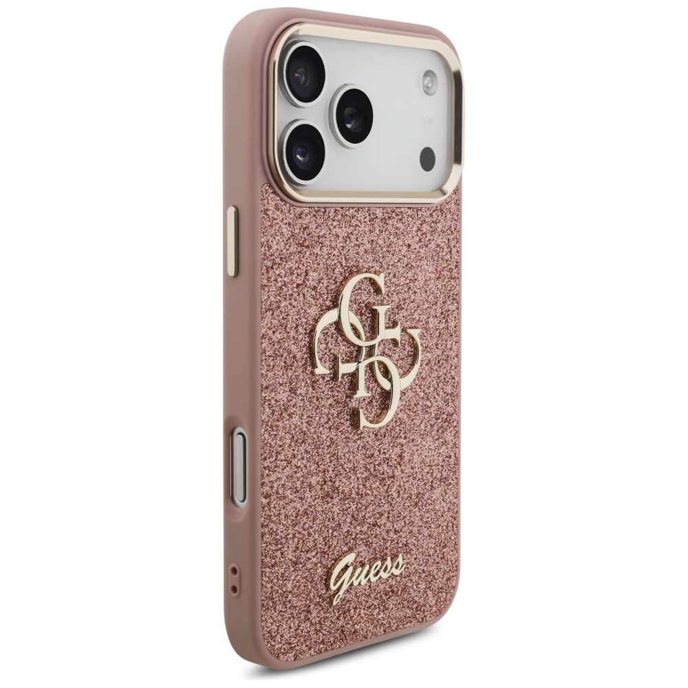 f67bc4e785caa6199b98cb07f9e32b10 GUESS case for IPHONE 17 Pro Max GUHCP17XHG4SGCP (Fixed Glitter Big 4G Metal Frame) pink