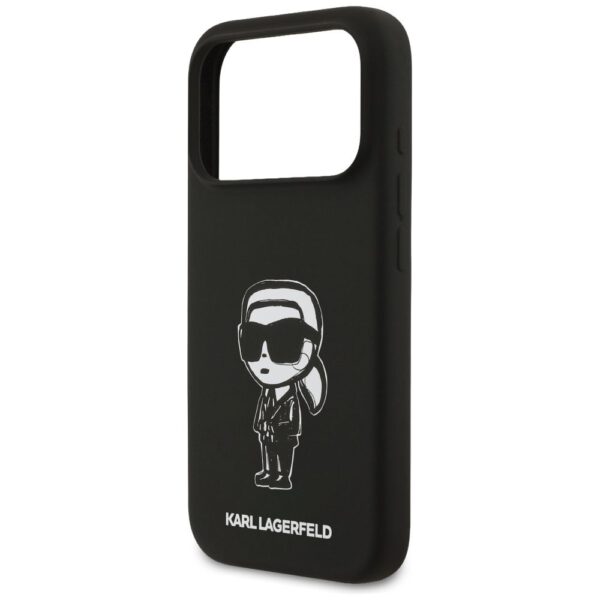 KARL LAGERFELD case for IPHONE 17 Pro compatible with MagSafe KLHMP17LSKIGROK (Silicone W/ KL Sketch & Logo) black