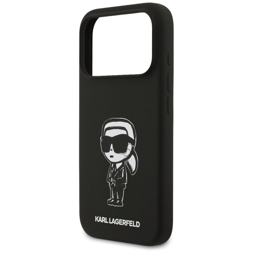 KARL LAGERFELD case for IPHONE 17 Pro compatible with MagSafe KLHMP17LSKIGROK (Silicone W/ KL Sketch & Logo) black