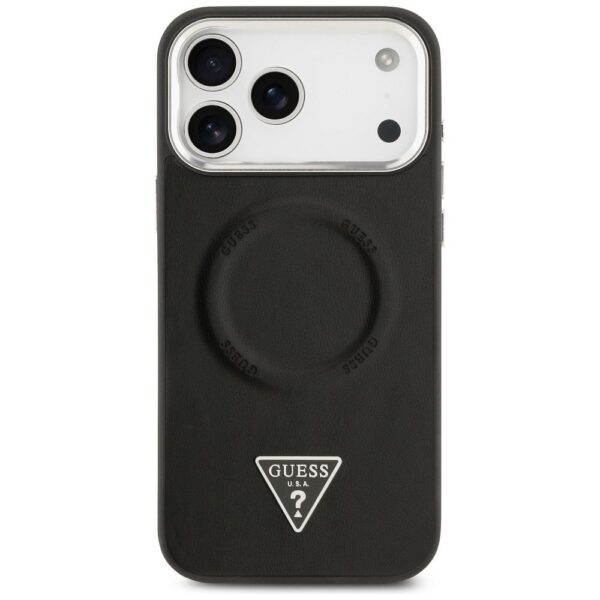 GUESS case for IPHONE 17 Pro compatible with MagSafe GUHMP17LPSDTSCMK (PU W/ Triangle Logo) black
