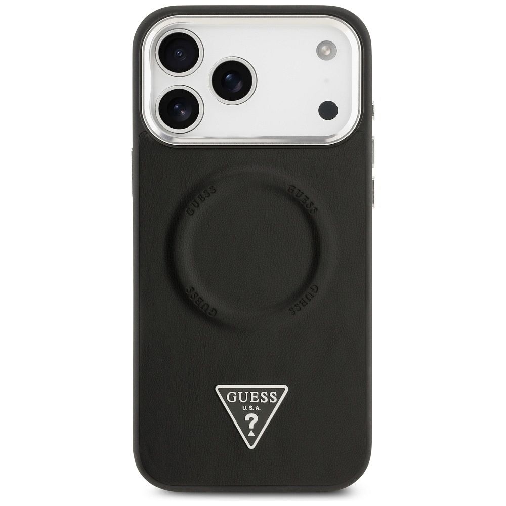 f706c1a60dd325a7147b7ada24bd7bbc GUESS case for IPHONE 17 Pro compatible with MagSafe GUHMP17LPSDTSCMK (PU W/ Triangle Logo) black