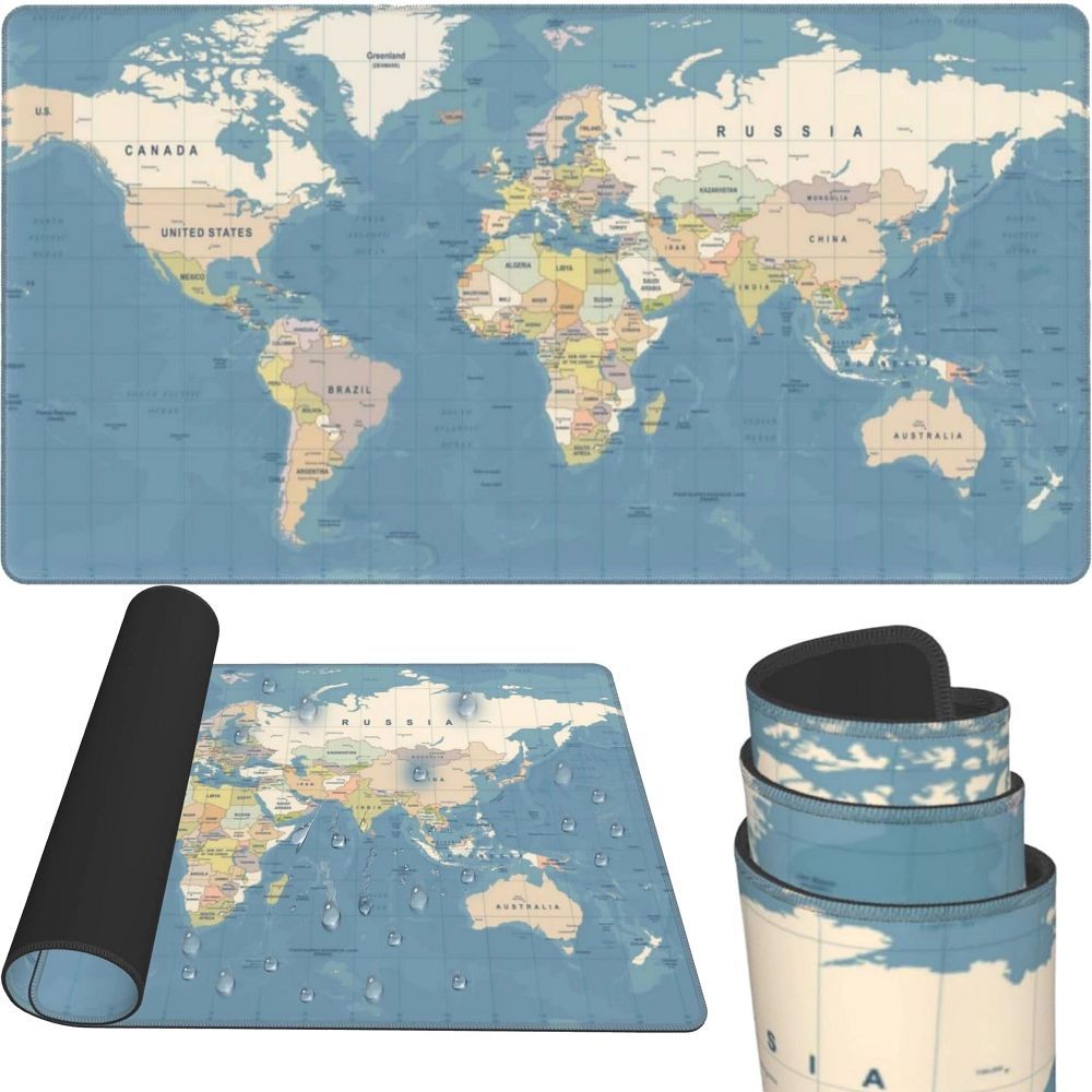 Mouse / keyboard pad "World map" 40 x 90 x 2 mm RC-K-1074 blue