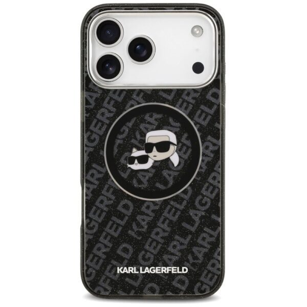 KARL LAGERFELD case for IPHONE 17 Pro Max compatible with MagSafe KLHMP17XHMKBKCHOK (IML Glitter K&C Heads Logo) black