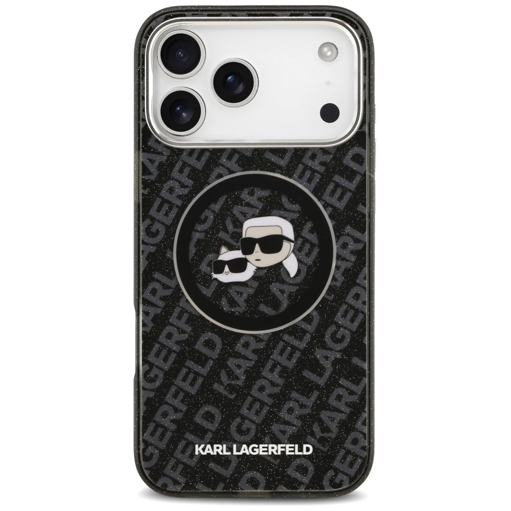 KARL LAGERFELD case for IPHONE 17 Pro Max compatible with MagSafe KLHMP17XHMKBKCHOK (IML Glitter K&C Heads Logo) black
