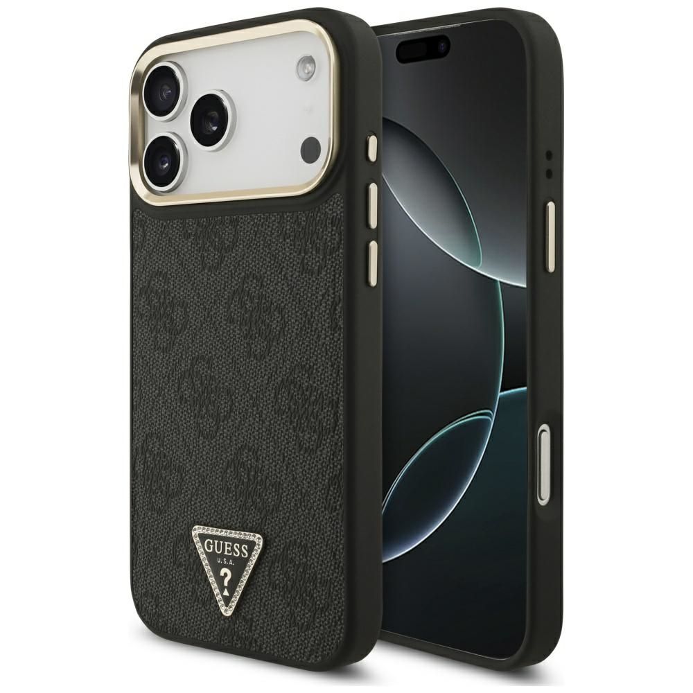 f7b50155321f505ff3ddec7e4daba2a0 GUESS case for IPHONE 17 Pro Max compatible with MagSafe GUHMP17XP4GTDGMK (4G PU W/ Triangle Logo) gold black