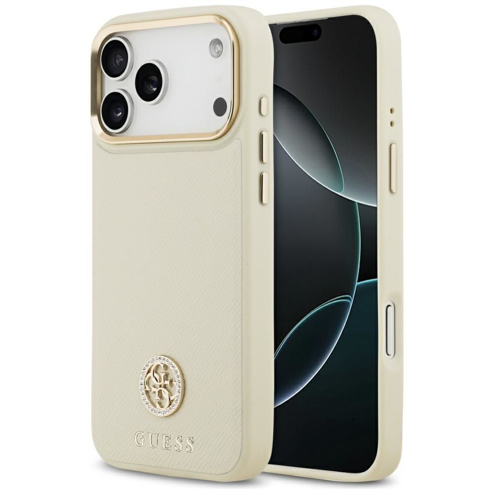 fa407122da8f31a23b29511f1e9fadcb GUESS case for IPHONE 17 Pro Max compatible with MagSafe GUHMP17XPGCRMDEE (PU W/ Grained Strass Logo) beige