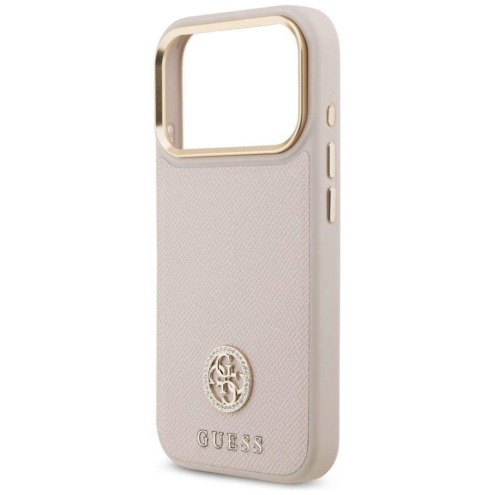 fef18d1ad335c659ef093457221d800b GUESS case for IPHONE 17 Pro compatible with MagSafe GUHMP17LPGCRMDEP (PU W/ Grained Strass Logo) pink