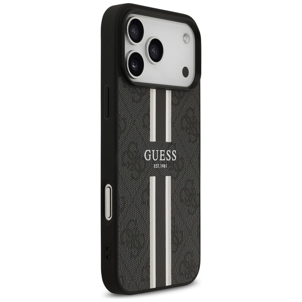 GUESS case for IPHONE 17 Pro Max compatible with MagSafe GUHMP17XP4RPSK (4G Printed Stripes) black