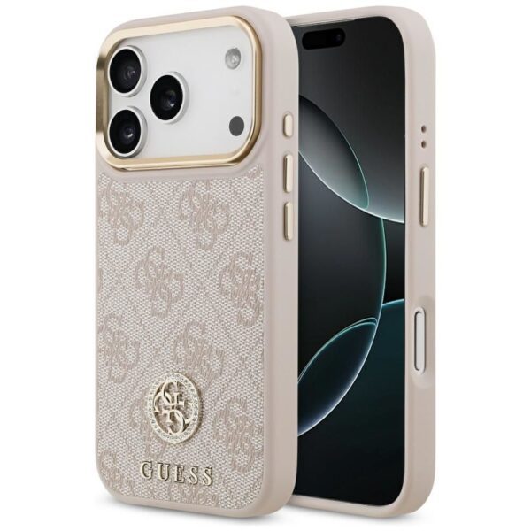 ff91e4c8489a2b9095403183977b99ee GUESS case for IPHONE 17 Pro compatible with MagSafe GUHMP17LP4GRMDEP (PU W/ 4G Strass Logo) pink