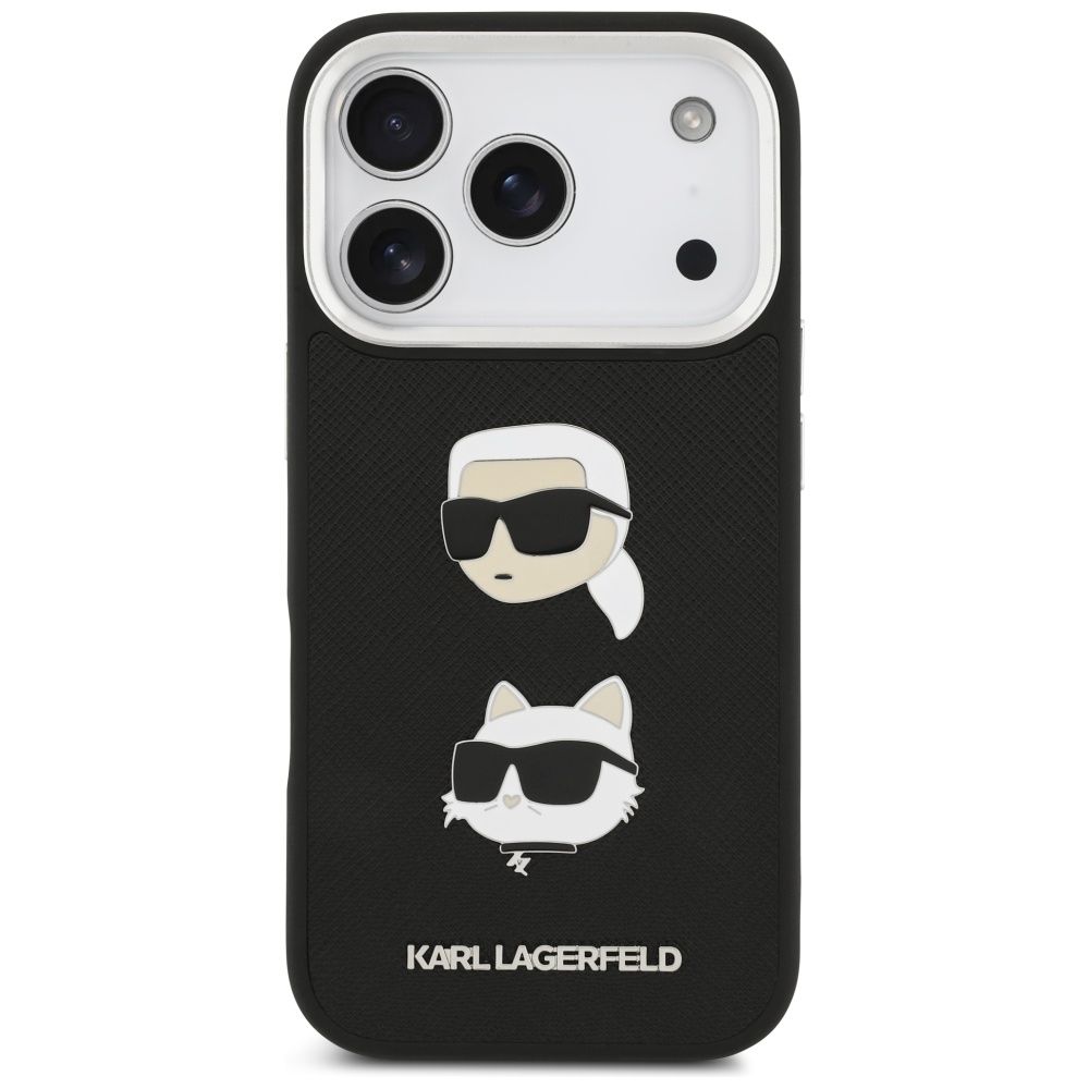 KARL LAGERFELD case for IPHONE 17 Pro KLHCP17LPSFDHPOK (FW Grained PU W/ K&C Heads Pin & Logo) black