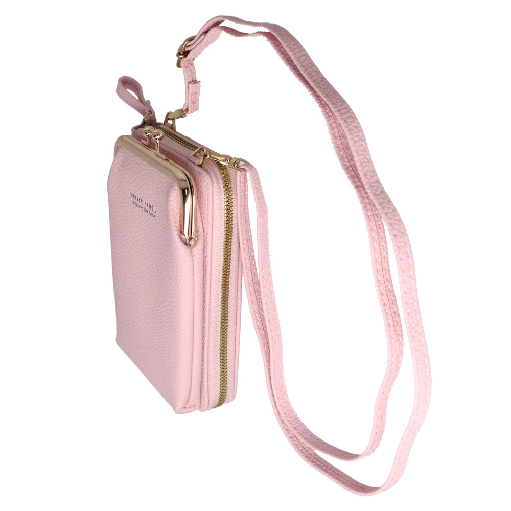 Knitted bag for phone design 2 light pink