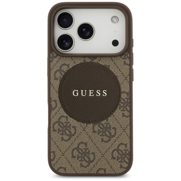 Original Case GUESS 4G Circle Classic Logo MagSafe for Iphone 17 Pro brown
