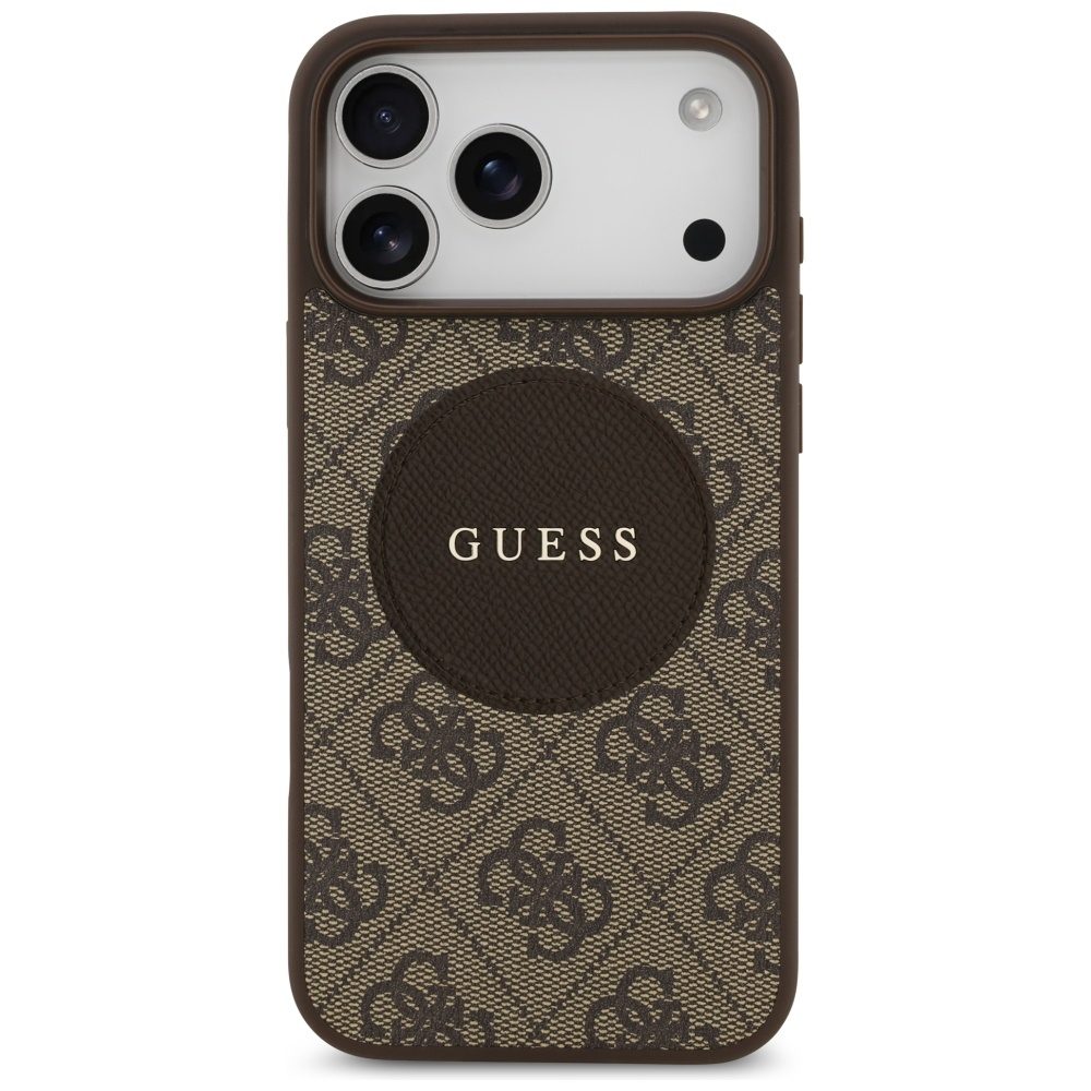 Original Case GUESS 4G Circle Classic Logo MagSafe for Iphone 17 Pro Max brown