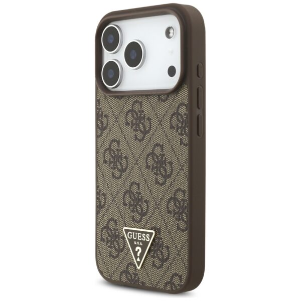 Original Case GUESS 4G Strap Triangle Logo MagSafe for Iphone 17 Pro brown