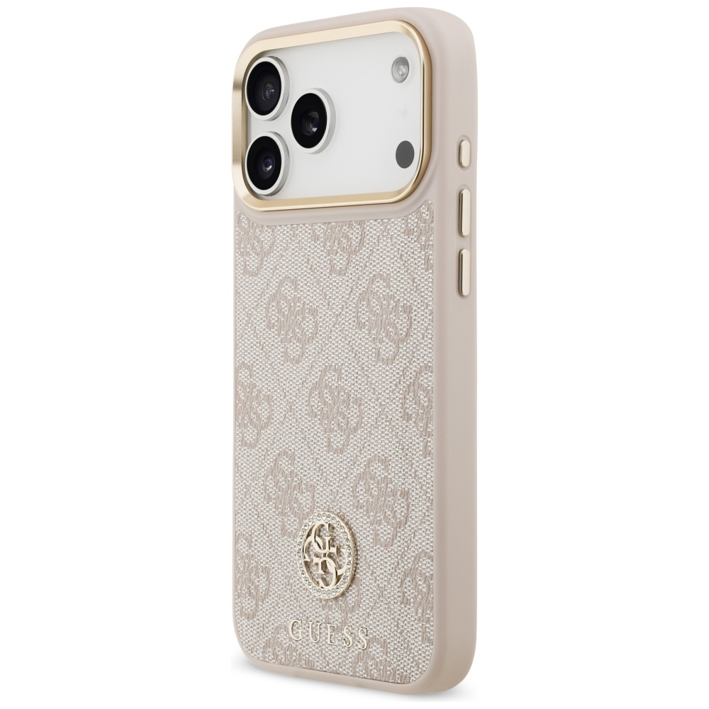foto_add-330096 Original Case GUESS 4G Strass Logo & Big Strap Metal Buttons MagSafe for Iphone 17 Pro Max pink