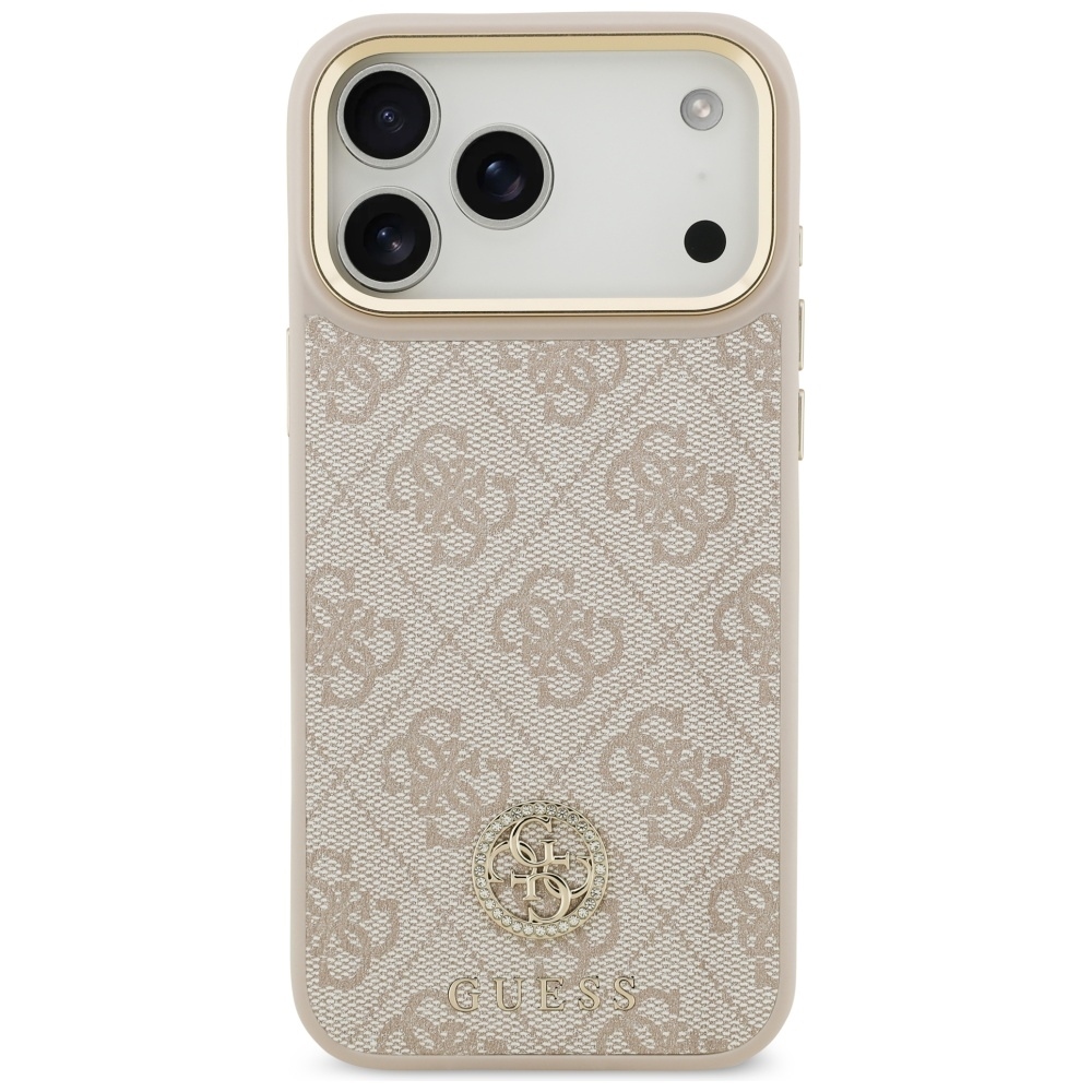 foto_add-330097 Original Case GUESS 4G Strass Logo & Big Strap Metal Buttons MagSafe for Iphone 17 Pro Max pink