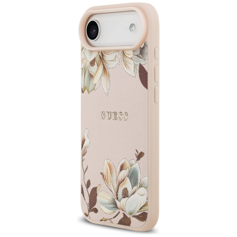 foto_add-330218 Original Case GUESS Grained Flowers Classic Logo MagSafe for Iphone 17 Air pink