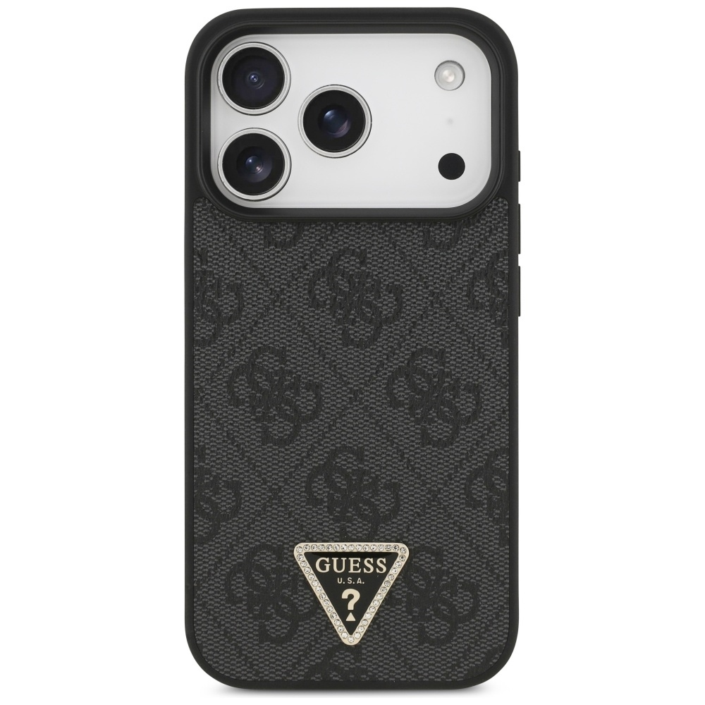 foto_add-330233 Original Case GUESS Leather 4G Triangle Strass MagSafe for Iphone 17 Pro black
