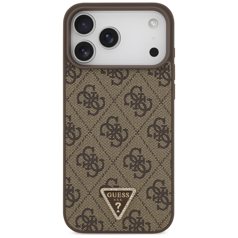foto_add-330240 Original Case GUESS Leather 4G Triangle Strass MagSafe for Iphone 17 Pro Max brown