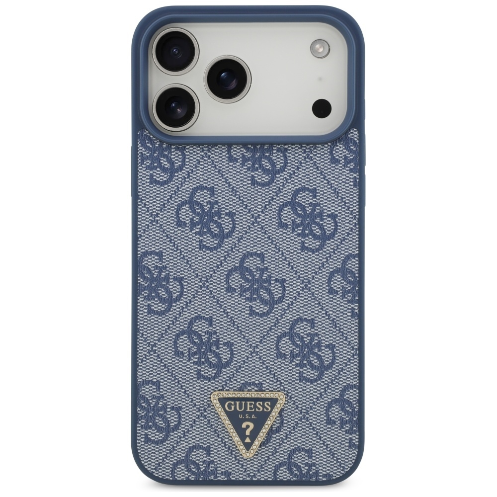 foto_add-330254 Original Case GUESS Leather 4G Triangle Strass MagSafe for Iphone 17 Pro Max blue