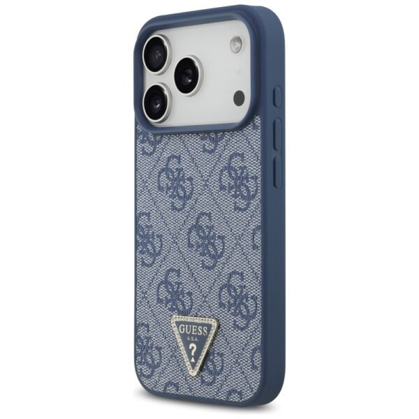 Original Case GUESS Leather 4G Triangle Strass MagSafe for Iphone 17 Pro blue