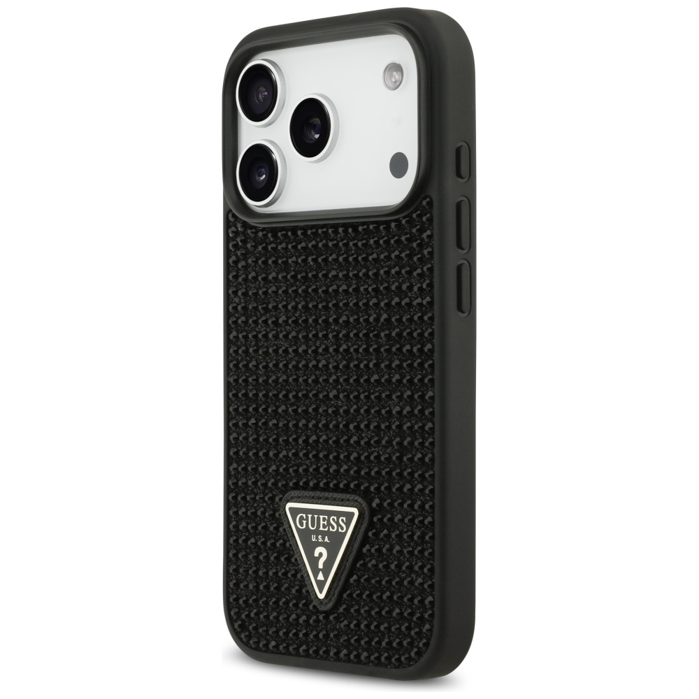 Original Case GUESS Rhinestone Triangle Logo for Iphone 17 Pro black