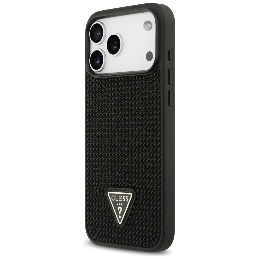 Original Case GUESS Rhinestone Triangle Logo for Iphone 17 Pro Max black
