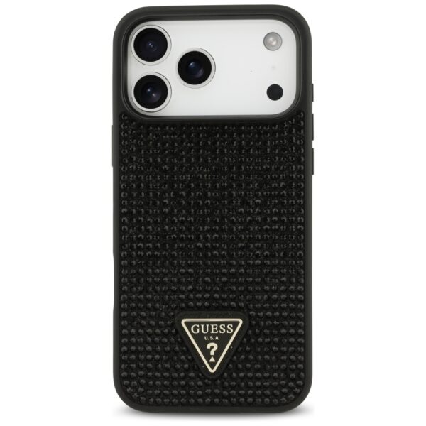 Original Case GUESS Rhinestone Triangle Logo for Iphone 17 Pro Max black