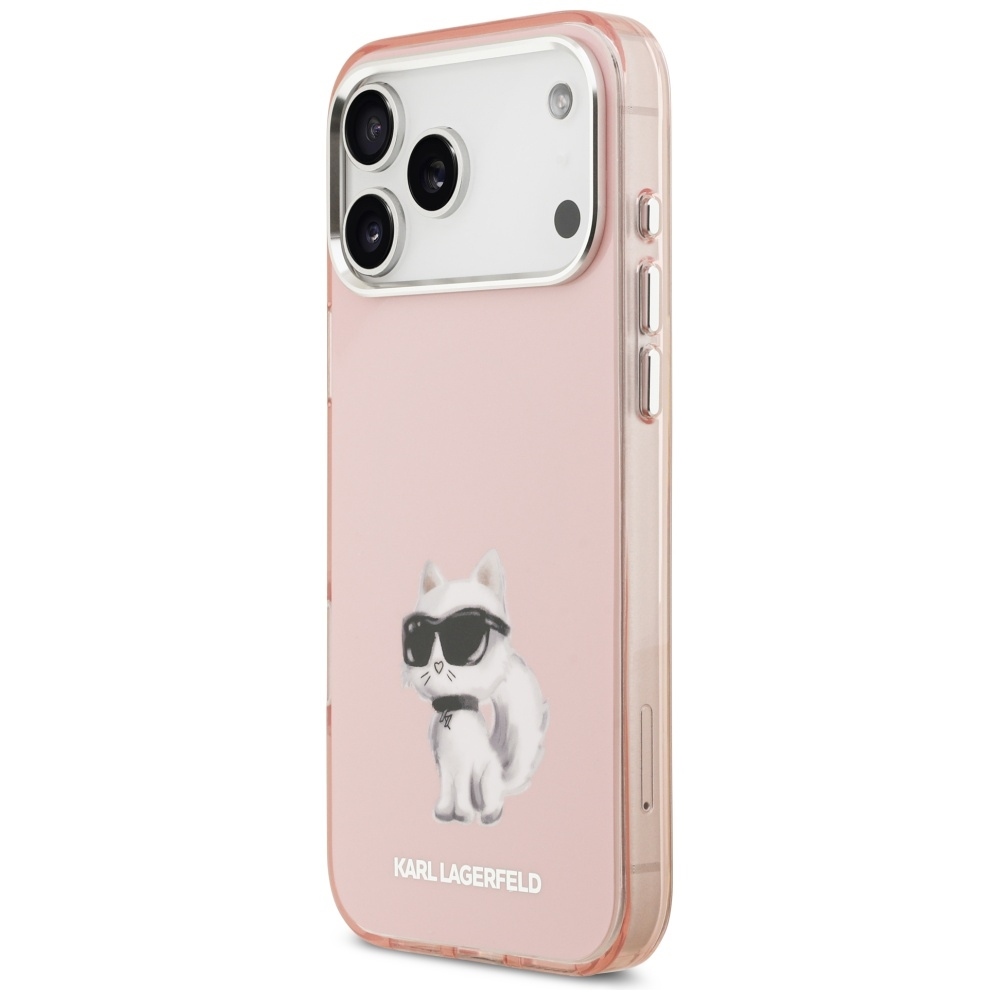 Original Pouch KARL LAGERFELD IML Aquarelle Choupette & Logo Magsafe for Iphone 17 Pro Max pink