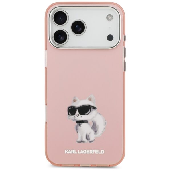 Original Pouch KARL LAGERFELD IML Aquarelle Choupette & Logo Magsafe for Iphone 17 Pro Max pink